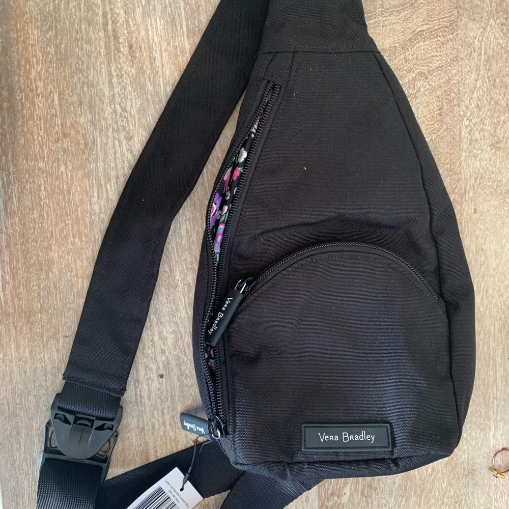NEW Vera Bradley black compact sling bag